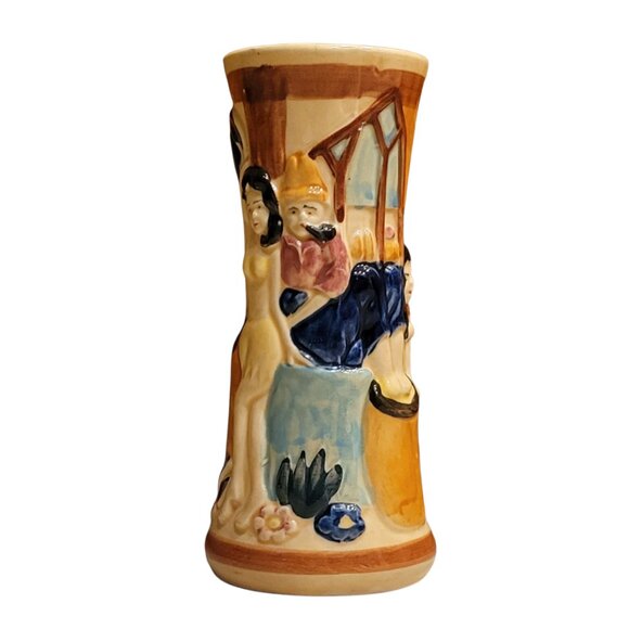 Vintage 1950s Tiki Style Figural Tropical Vase Mid Century Japanese Pottery 8” - Picture 3 of 12